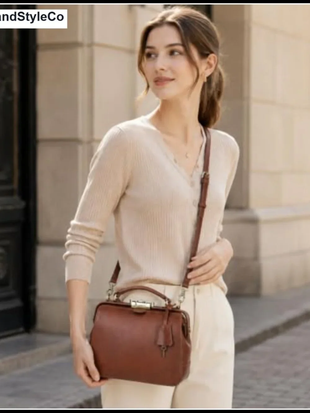 Full Grain Leather Doctor Bag Purse Vintage Top Handle Lockable Retro Women's